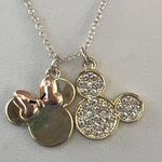 Disney  Mixed Metal Mickey Minnie Mouse Necklace Pave Crystals Charms 18" Photo 1