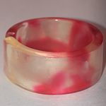 Size 7.5 Retro Red Clear Shimmer Swirl Boho Band Ring Photo 5