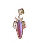 New Nazila Couture Pink Gemstone and Abalone Earrings with Gold Spikes Photo 3