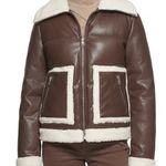 Levi's Women’s Brown Faux Leather Puffer Jacket Size M Photo 0