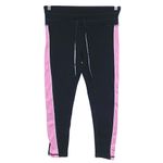 DKNY  Sport Black Leggings Pink Spell Out Logo Tape Drawstring Pull On Womens M Photo 1
