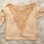 American Rag 5/$25 long sleeve crocheted crop top with scoop neck size medium Photo 0