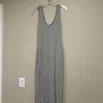Athleta Sleeveless Maxi Tank Dress Scoop Neck Hi Low Hem Gray White Stripe Sz S Photo 6