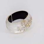 Alexis Bittar Alexis Bitter Handcarved Lucite and Crystal Hinged Statement Bangle Cuff Silver Photo 6