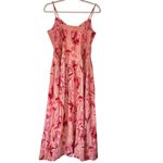 House of Harlow 1960 Orange Floral Midi Dress Linen Blend Boho Chic Size‎ Medium Pink Photo 2