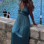 ZARA  maxi dress boho pleated  Teal Evening Gown wedding party cocktail Photo 5