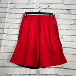 Under Armour Red Black Shorts SM/P Loose Fit Colorblock Athletic Training Gym Photo 4