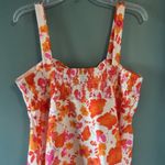 Grace Karin XL Tank Top Pink Orange White Floral Front Tie Sweetheart Boho Bold Photo 3