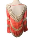 Umgee Boho Stretch Knit Tunic with Lacy Crochet Trim Mango size S Photo 4