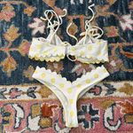 For Love & Lemons  Dana White & Yellow Floral Scalloped 2pc Bikini Set S Photo 2