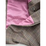 Liz Claiborne T4 Y2K VTG  Plaid Double Breasted Blazer Jacket Brown Pink Lined Photo 5