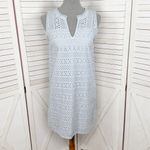 Loft Eyelet Split Neck Sleeveless Shift Tunic Mini Dress Powder Blue Size 2 Photo 1