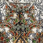 Boho Flare Sleeve Large Print Thailand Maxi Dress Cover Up Vacation Island Brown Photo 2