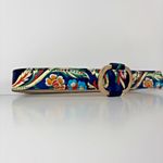 Women's Floral Satin Embroidered Belt Gold Oval Buckle Boho Vintage Style 35" Photo 2