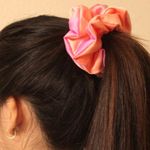 Large orange and pink/purple tie dye silky silk scrunchie Photo 3