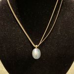 #404 Boutique Gold and Blue Pendant Necklace Photo 2