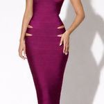 Oh Polly NWT Nika cut out halter bandage bodycon dress in plum. Size 12 Photo 0
