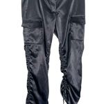 Charlotte Russe Y2K  Black Satin Ruched Drawstring Cargo Pants Size 1 (S) Photo 0