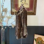 Soft Surroundings Icon Leopard Cheetah Velvet Silk Poets Tunic - Sz M 💚🎀 Photo 4