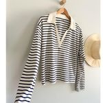 J.Crew | NWT Vintage jersey johnny-collar shirt in stripe Ivory Eve | Sz M Photo 2
