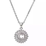 Initial “C” Rhinestone Charm Necklace Silver Photo 1