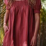 Free People Moana Stripe Puff Sleeve Mini Dress Medium Babydoll Square Neck Photo 0