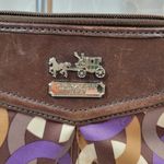 Coach Signature Cs Chain Link Op Art Bag Brown Purple Crossbody Fabric Leather Photo 6