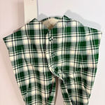 Halara  Women’s Sleeveless Halter Plaid Button Up Vest Top Green Cream Small NWT Photo 2