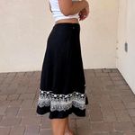 Rafaella Low waisted black linen and white boho hippie midi skirt with lace detailing Photo 2