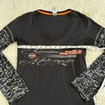 Harley Davidson Y2K Womens Logo Black Long Sleeve Shirt Villa Park, IL Sz Small Photo 3
