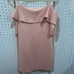 Audrey Ann Pink Textured Cold Shoulder Ruffle Dress Metallic Patterned Size M Photo 5