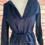 COS  Navy Blue V-Neck Long Sleeve Belted V Neck Wide Leg Jumpsuit, Size 6 Photo 2