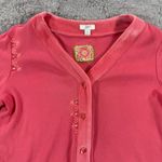 J.Jill  Women's Embroidered Velour Cardigan Button Front Pink Small‎ Y2K Photo 2