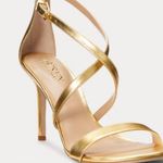 NWT Lauren Ralph Lauren Gabriele Metallic Leather Sandal Silver Size 8.5 Photo 0