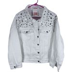 NWT Women’s White Jean Jacket Embellished Western Trucker Photo 6