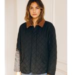 Brooks Brothers Navy Quilted Barn Jacket With Brown Corduroy Collar Large Photo 2