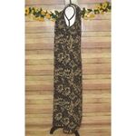 Studio I Vintage 90’s Y2K Black Brown All Over Leaf Print Maxi Dress Women’s 14P Photo 3