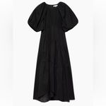 frame denim Frame Gathered Seam Puff-Sleeve Midi-Dress Photo 4