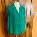 Vtg 80s green dressy blouse Size 14 Photo 8