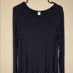 Old Navy  Women’s Polka Dot Black White Knit Comfy Long Sleeve Dress Photo 1