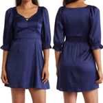 Collective Concepts  Zebra Jacquard Mini Dress Satin Blue M Photo 1