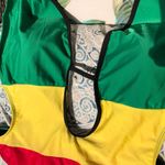 Island Wear Striped one piece halter swimsuit green yellow red XL Photo 1