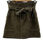Free People Splendor In The Grass PaperBag Waist Mini Skirt in Army Green Size 6 Photo 0