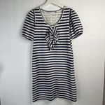 See By Chloe Size 4 Shift Dress Striped Blue White Ruffle Front Nautical Resort Photo 4
