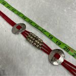 Red suede leather tie hip belt concho w/beads fringed silver metal southwestern Photo 7
