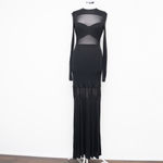 STAUD  Falcon Mesh Panel Long Sleeve Maxi Dress Black Size M Photo 5