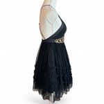Free People Black Boho Beaded mini dress Tulle Open Back whimsigoth Y2k Vintage Photo 3