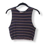 ZARA  Multicolor Ribbed Knit Striped Crop Top Size S Sleeveless Tank Photo 2