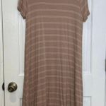 Boutique Intersection Beige/White Striped Short Sleeve T-Shirt Dress Size Small Photo 5