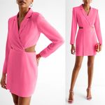 EXPRESS Pink Cutout Mini Blazer Long Sleeve Barbie Dress Photo 2
